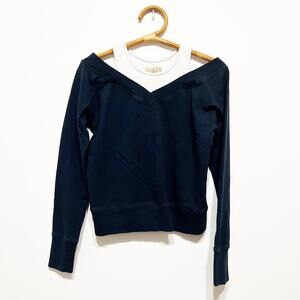 We Are Sundays navy blue sweatshirt with built in white tank top Size 0